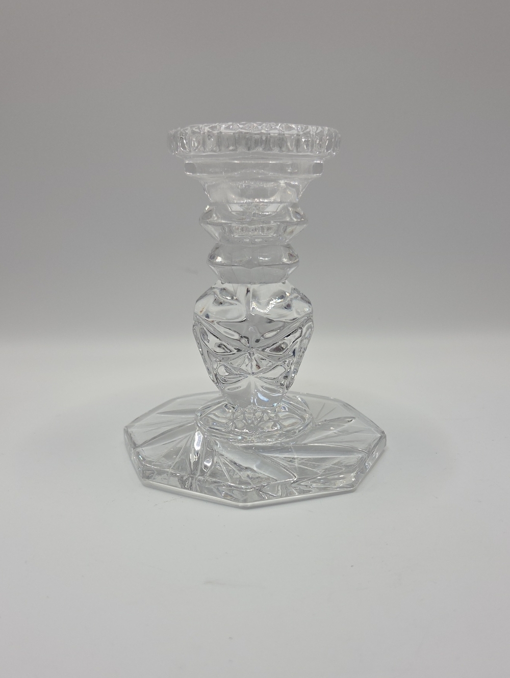 Cut Crystal Candlestick Holder - Clear